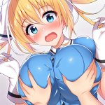 Wallpaper : Hinata Kaho anime girls big boobs blonde gloves blue eyes Blend S 1300x1600