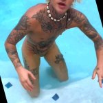 blonde FTM surfer twink swims naked