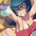 NSFW uncensored oppai hentai pokemon gaming porn of big tits trainer babe fucked by pokemon monster cock.