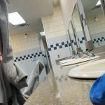 Changing clothes fully naked in public restroom. My favorite thing!