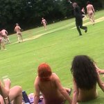 Streaking in a nude cricket match!