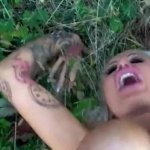 Blonde with huge tits takes money for outdoor fuck