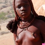 Nude Print Art Ebony Beauty Topless unmarried black girl of Himba Tribe