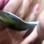 Licking pussy juice off my spoon!
