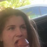 Almost pubic blowjob in a parking lot
