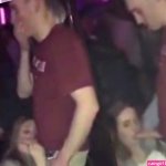 Jock gets a blowjob by a chick in the club no cum