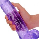 Crystal Clear Purple Realistic Dildo 10 Inch