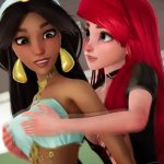 Jasmine gets creampied by Ariel wearing black stockings