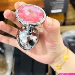 Metal Ass Butt Anal Plug Smooth Diamond Dildo Pink Jewel Jewelled Sex Toys Adult