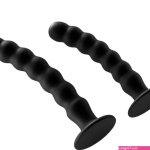 Ribbed Anal Suction Cup Silicone Dildo