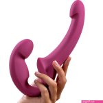 Buy the Share Lite Strapless Silicone Double Dildo in Blackberry Pink dong