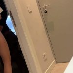 The hot wife gave a blowjob to the courier and her husband watched in the next room. Cuckolds.