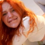 Skinny redhead girl was fucked on the kitchen and get creampie in shaved pussy