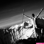 Naked Hiker Atop Yukon Mountain Black Photograph by Christopher Herwig