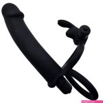 Leto Duet Vibrating DP Cock Ball Ring Dildo