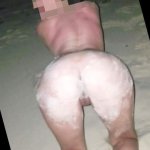 Fun Wife Plays Naked in the Ocean Behind Resort