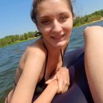 Sex on an inflatable raft is perfect when getting a ride from a blonde beauty